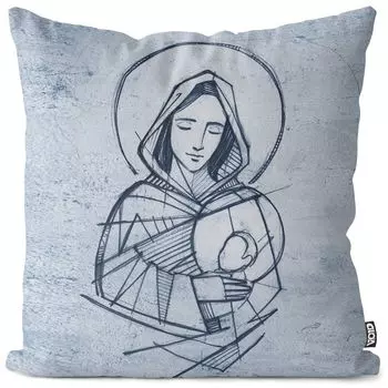 VOID Чехол для подушки Девы Марии Иисуса Полиэстер Водонепроницаемая подушка для улицы и дома Размер: 60 x 60 см