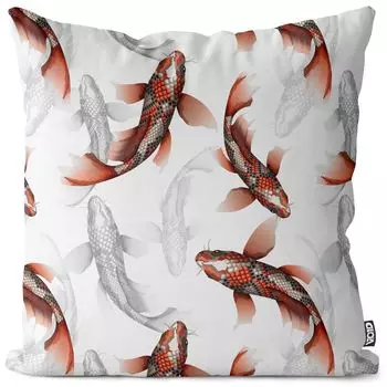 VOID Чехол для подушки с карпом кои и прудом, полиэстер, водонепроницаемая подушка для улицы и дома. Размер: 60 x 60 см.