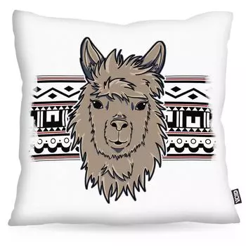 VOID Чехол для подушки с узором альпака, чехол для подушки из полиэстера, водонепроницаемый, для улицы, для дома, aztek lama alpaca nerd hipster, размер подушки: 60 x 60 см, цвет подушки: белый