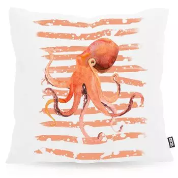 VOID Чехол на подушку из осьминога, чехол для подушки в помещении, осьминог, осьминог, кальмар, пляжный отдых, размер подушки: 60 x 60 см