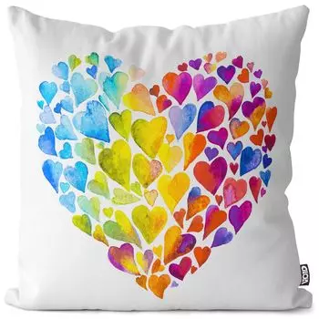 VOID Чехол на подушку с акварельными сердечками Чехол на подушку Полиэстер Водонепроницаемая подушка для улицы и дома Размер: 60 x 60 см
