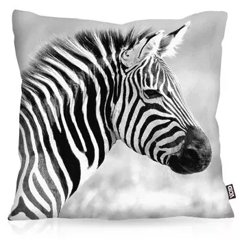 VOID Чехол на подушку в виде головы зебры. Подушка в виде зебры для улицы и дома. Размер: 60 x 60 см.