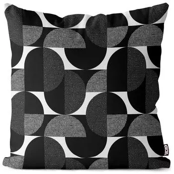 VOID Черно-белый чехол для подушки с рисунком в стиле ретро. Полиэстер. Водонепроницаемая подушка для улицы и дома. Размер: 60 x 60 см.