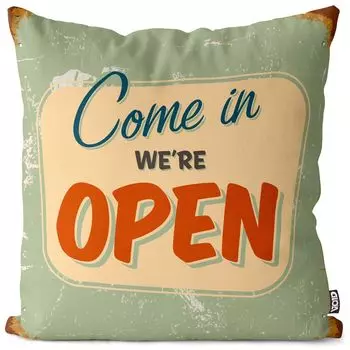 VOID Come In Ретро Знак Шрифт Чехол на подушку Полиэстер Водонепроницаемая подушка для улицы и дома Размер: 60 x 60 см