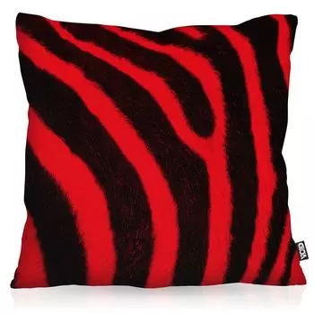 VOID Цветной узор из кожи зебры Чехол для подушки Чехол для подушки Зебра в помещении и на открытом воздухе, Размер подушки: 80 x 80 см, Цвет подушки: Красный