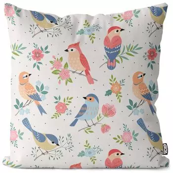 VOID Цветочные птицы Цветы Чехол на подушку Полиэстер Водонепроницаемая подушка для улицы и дома Размер: 60 x 60 см