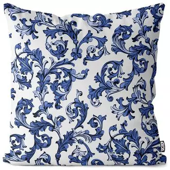 VOID Цветочный цветочный узор Синий чехол для подушки Полиэстер Водонепроницаемая подушка для улицы и дома Размер: 60 x 60 см