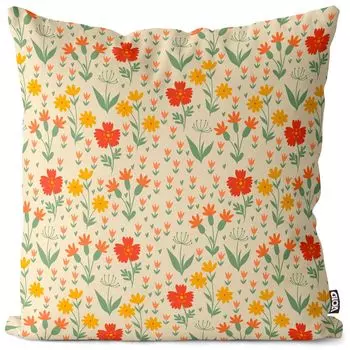 VOID Цветочный луг Весенние цветы Чехол на подушку Полиэстер Водонепроницаемая подушка для улицы и дома Размер: 80 x 80 см