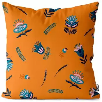 VOID Цветочный мелкий цветочный узор оранжевый чехол на подушку чехол из полиэстера водонепроницаемый для улицы и дома, размер подушки: 80 x 80 см