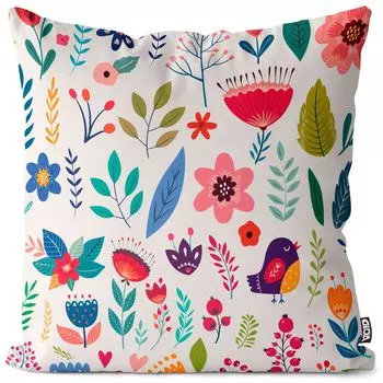 VOID цветочный узор графические цветы наволочка наволочка полиэстер водонепроницаемый для улицы в помещении, размер подушки: 60 x 60 см