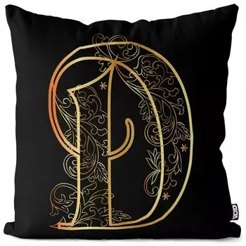 VOID D Буква D Цветочный винтажный чехол для подушки Полиэстер Водонепроницаемая подушка для улицы и дома Размер: 80 x 80 см