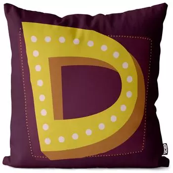 VOID D буквы винтажные инициалы чехол на подушку чехол из полиэстера водонепроницаемый для улицы и дома, размер подушки: 60 x 60 см