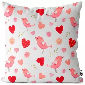 VOID День Святого Валентина Птицы Сердца Чехлы для подушек Полиэстер Водонепроницаемая подушка для улицы и дома Размер: 80 x 80 см