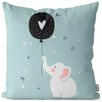 VOID Детская детская подушка с изображением слона в форме сердца, полиэстер, водонепроницаемая подушка для улицы и дома. Размер: 60 x 60 см.