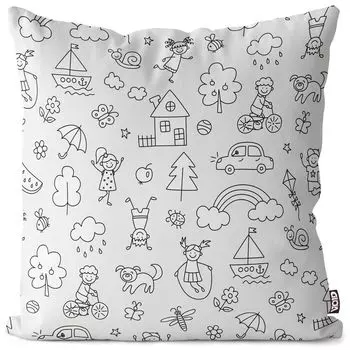 VOID Детский чехол для подушки с рисунком радуги, чехол для подушки, полиэстер, водонепроницаемая подушка для улицы и дома. Размер: 60 x 60 см.
