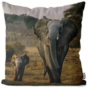 VOID Детский чехол со слоном, полиэстер, водонепроницаемая подушка для улицы и дома. Размер: 60 x 60 см.