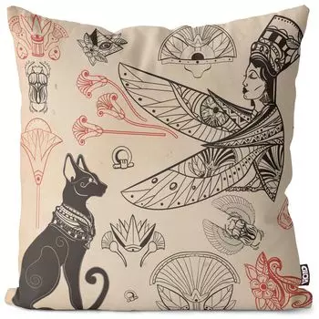 VOID Древний Египет Пирамиды Чехол на подушку Полиэстер Водонепроницаемая подушка для улицы и дома Размер: 80 x 80 см