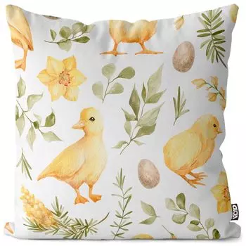 VOID Duck Chicken Eggs Пасхальный чехол на подушку Полиэстер Водонепроницаемая подушка для улицы и дома Размер: 80 x 80 см