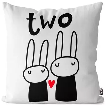 VOID Два кролика Детский чехол для подушки с героями мультфильмов Полиэстер Водонепроницаемая подушка для улицы и дома Размер: 60 x 60 см