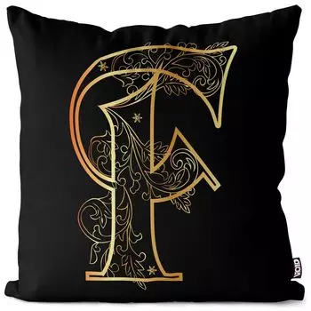 VOID F Буква F Цветочный винтажный чехол для подушки Полиэстер Водонепроницаемая подушка для улицы и дома Размер: 80 x 80 см