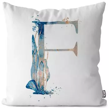 VOID F буквы имя шрифта чехол для подушки чехол для подушки из полиэстера водонепроницаемый для улицы в помещении, размер подушки: 80 x 80 см