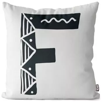 VOID F буквы натуральный чехол для подушки чехол для подушки из полиэстера водонепроницаемый для улицы в помещении, размер подушки: 60 x 60 см