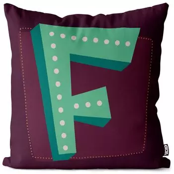 VOID F буквы винтажные инициалы чехол на подушку чехол на подушку из полиэстера водонепроницаемый для улицы и дома, размер подушки: 80 x 80 см