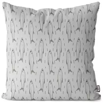 VOID Fish Графический чехол для подушки для морской рыбалки Полиэстер Водонепроницаемая подушка для улицы и дома Размер: 80 x 80 см