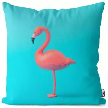 VOID Фламинго Бирюзовый чехол на подушку Полиэстер Водонепроницаемая подушка для улицы и дома Размер: 60 x 60 см