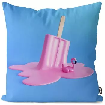 VOID Фламинго Чехол для подушки с мороженым Полиэстер Водонепроницаемая подушка для улицы и дома Размер: 80 x 80 см