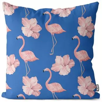 VOID Flamingos Летний чехол для подушки из гибискуса Полиэстер Водонепроницаемая подушка для улицы и дома Размер: 80 x 80 см