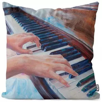 VOID Фортепианная живопись Музыкальная подушка Чехол Полиэстер Водонепроницаемая подушка для улицы и дома Размер: 60 x 60 см