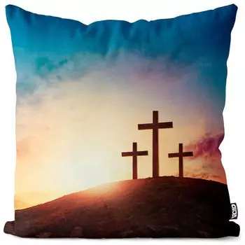 VOID Голгота Кресты Пейзаж Чехол на подушку Полиэстер Водонепроницаемая подушка для улицы и дома Размер: 80 x 80 см