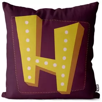 VOID H буквы винтажные инициалы чехол на подушку чехол на подушку из полиэстера водонепроницаемый для улицы и дома, размер подушки: 60 x 60 см