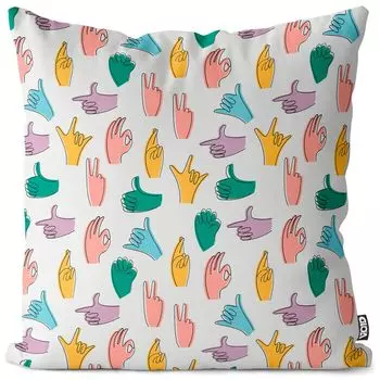 VOID Hands Hand Sign Art Чехол на подушку Полиэстер Водонепроницаемая подушка для улицы и дома Размер: 60 x 60 см