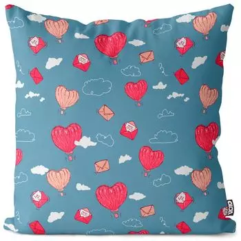 VOID Hearts Balloon Ride Воздушные шары Чехол на подушку Полиэстер Водонепроницаемая подушка для улицы и дома Размер: 60 x 60 см