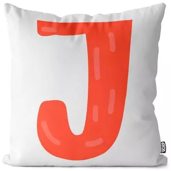 VOID J Буква алфавита Имя Чехол на подушку Полиэстер Водонепроницаемая подушка для улицы и дома Размер: 80 x 80 см