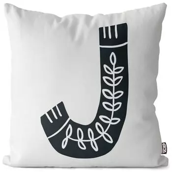 VOID J буквы натуральный чехол для подушки чехол для подушки из полиэстера водонепроницаемый для улицы в помещении, размер подушки: 60 x 60 см