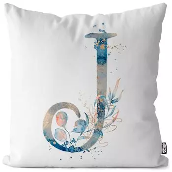 VOID J буквы шрифта имя наволочка чехол на подушку чехол из полиэстера водонепроницаемый для улицы в помещении, размер подушки: 80 x 80 см