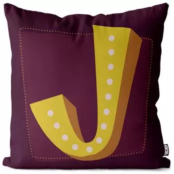 VOID J буквы винтажные инициалы чехол на подушку чехол на подушку из полиэстера водонепроницаемый для улицы и дома, размер подушки: 60 x 60 см