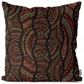 VOID Этнический узор Оранжевый чехол для подушки Полиэстер Водонепроницаемая подушка для улицы и дома Размер: 80 x 80 см