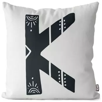 VOID K буквы натуральный чехол для подушки чехол для подушки из полиэстера водонепроницаемый для улицы в помещении, размер подушки: 60 x 60 см