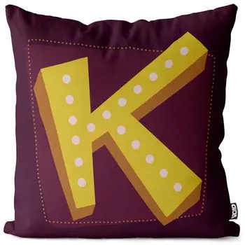 VOID K буквы винтажные инициалы чехол на подушку чехол из полиэстера водонепроницаемый для улицы и дома, размер подушки: 80 x 80 см