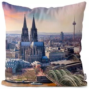 VOID Кельнский городской собор Чехол на подушку Полиэстер Водонепроницаемая подушка для улицы и дома Размер: 40 x 40 см