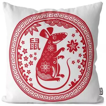 VOID Китайский знак зодиака Чехол на подушку Чехол Полиэстер Водонепроницаемая подушка для улицы и дома Размер: 60 x 60 см