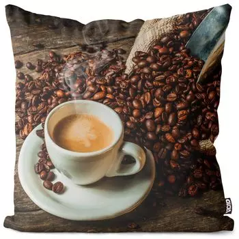 VOID Кофейные зерна Кафе Чехол на подушку Полиэстер Водонепроницаемая подушка для улицы и дома Размер: 80 x 80 см