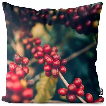 VOID Кофейные зерна Кофейное растение Чехол на подушку Полиэстер Водонепроницаемая подушка для улицы и дома Размер: 80 x 80 см
