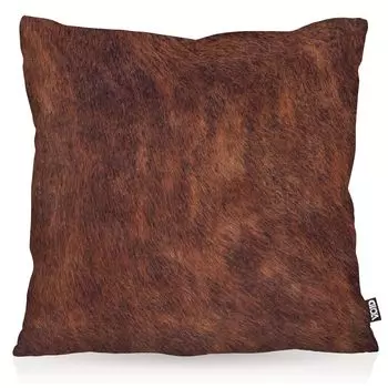 VOID Коричневый чехол для подушки из воловьей кожи с рисунком в помещении. Размер подушки: 80 x 80 см.