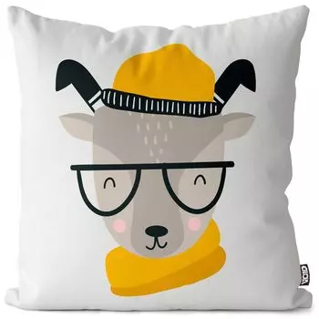 VOID Коза Мультяшное животное Детская наволочка Полиэстер Водонепроницаемая подушка для улицы и дома Размер: 60 x 60 см