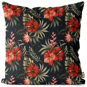 VOID Красный винтажный чехол для подушки с тропическими цветами Полиэстер Водонепроницаемая подушка для улицы и дома Размер: 40 x 40 см